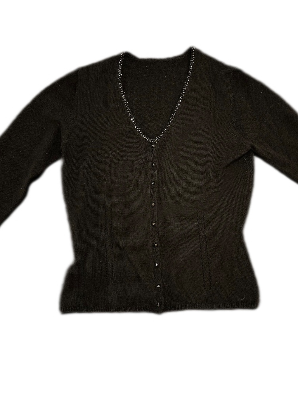 Black beaded cardigan - no label - XS